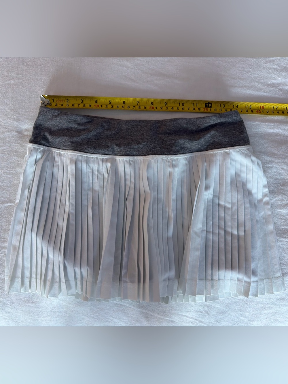 lululemon athletica White Pleated Mini Skort with Gray Waistband